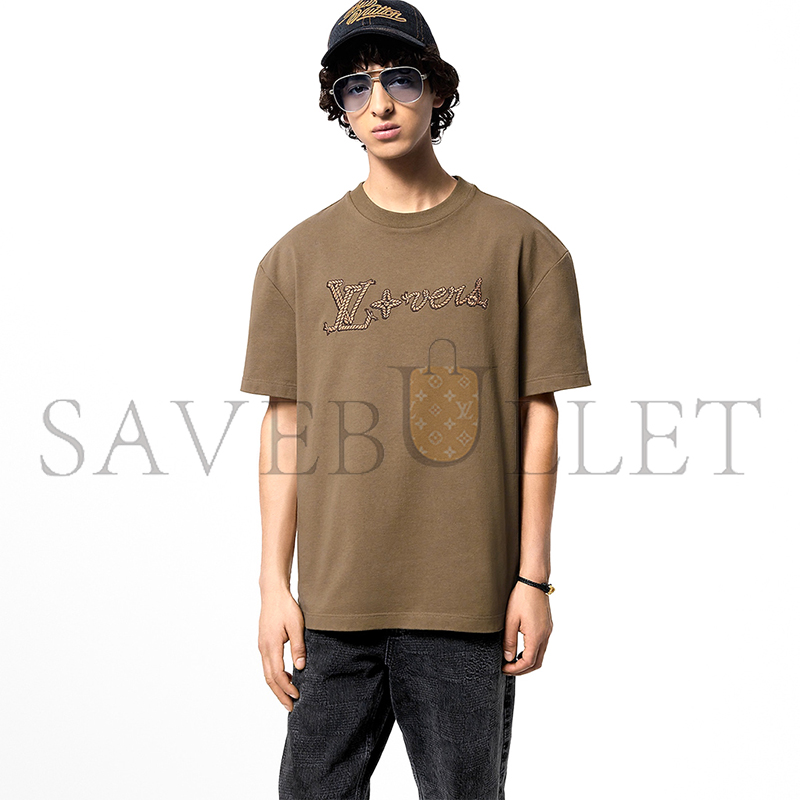 LOUIS VUITTON EMBROIDERED SIGNATURE COTTON T-SHIRT 1AFXP1 LOUIS VUITTON EMBROIDERED SIGNATURE COTTON T-SHIRT 1AFXP1